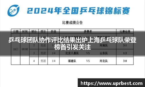 乒乓球团队协作评比结果出炉上海乒乓球队荣登榜首引发关注